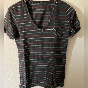 Vans dark grey striped vneck tee